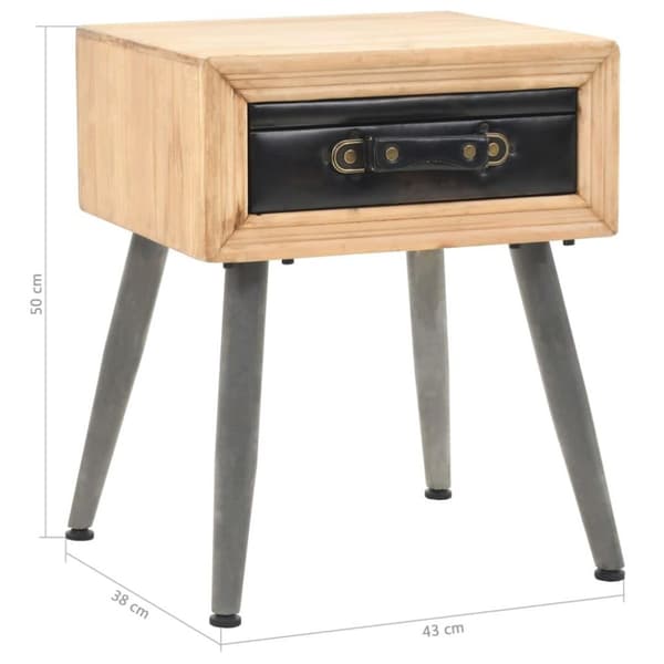 vidaXL sengebord massivt grantræ 43 x 38 x 50 cm
