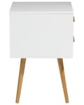 Miniatyrbillede 5 af 9: Sengebord Hvid Lyst træ MDF med Gummitræben 40 x 40 cm 2 Skuffer Lille Smalt Skab Opbevaring Skandinavisk Minimalistisk Indretning Soveværelse