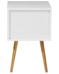 Miniatyrbillede 6 af 9: Sengebord Hvid Lyst træ MDF med Gummitræben 40 x 40 cm 2 Skuffer Lille Smalt Skab Opbevaring Skandinavisk Minimalistisk Indretning Soveværelse