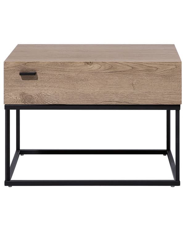 Yöpöytä tumma puu 55 x 39 x 41 cm lastulevy MDF-levy metalli laatikko moderni