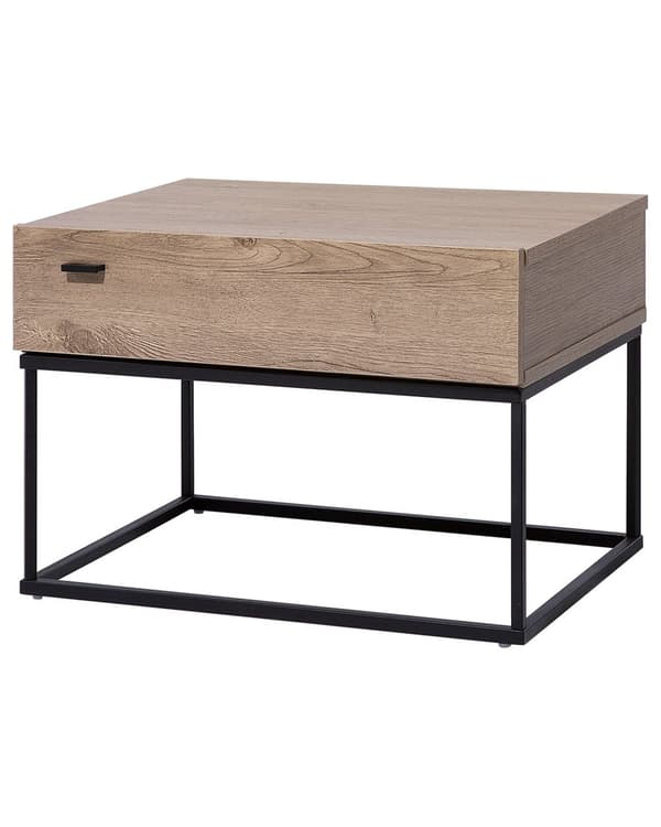 Yöpöytä tumma puu 55 x 39 x 41 cm lastulevy MDF-levy metalli laatikko moderni