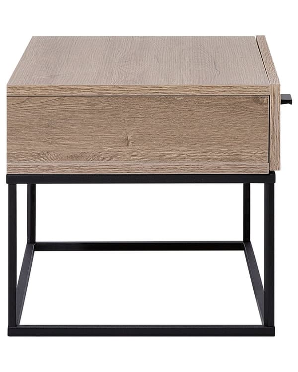 Yöpöytä tumma puu 55 x 39 x 41 cm lastulevy MDF-levy metalli laatikko moderni