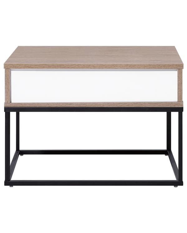 Yöpöytä tumma puu 55 x 39 x 41 cm lastulevy MDF-levy metalli laatikko moderni