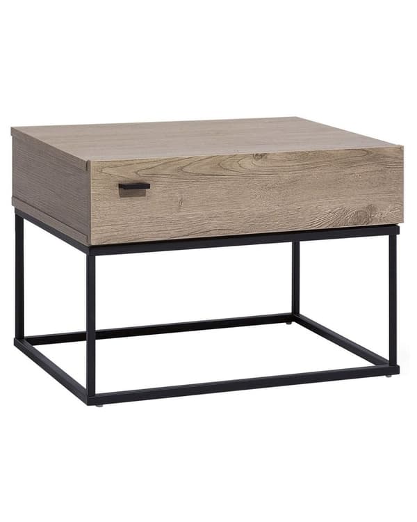 Yöpöytä tumma puu 55 x 39 x 41 cm lastulevy MDF-levy metalli laatikko moderni