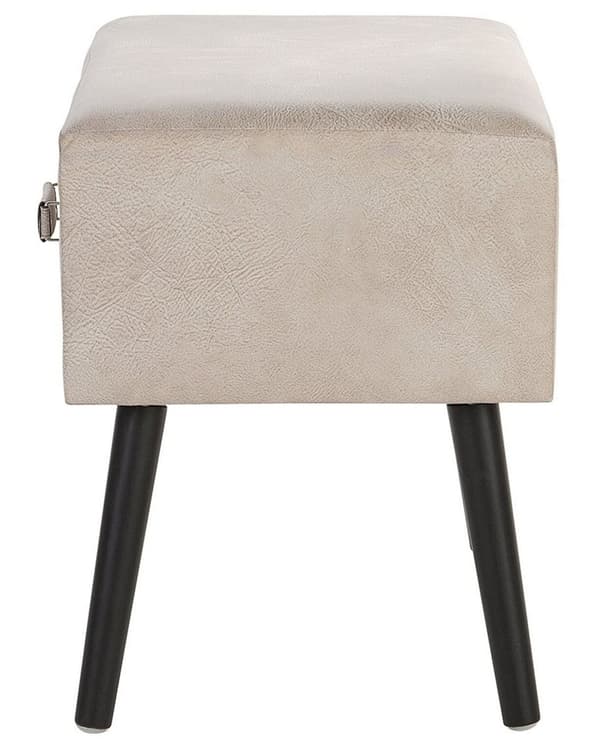 Sengebord Beige Polstret Læder 46 x 50 x 35 cm Lille Natbord med Skuffe Kuffert Form Opbevaring Moderne Design Sjov Tilbehør Soveværelse