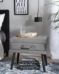 Miniatyrbillede 2 af 10: Sengebord Grå Polstret Velour Stof 46 x 50 x 35 cm Lille Natbord med Skuffe Kuffert Form Opbevaring Moderne Design Sjov Tilbehør Soveværelse
