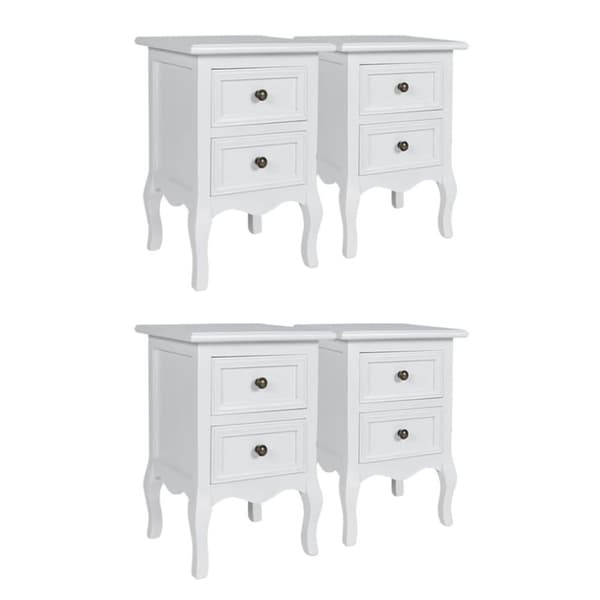 vidaXL natborde 4 stk. med 2 skuffer MDF hvid