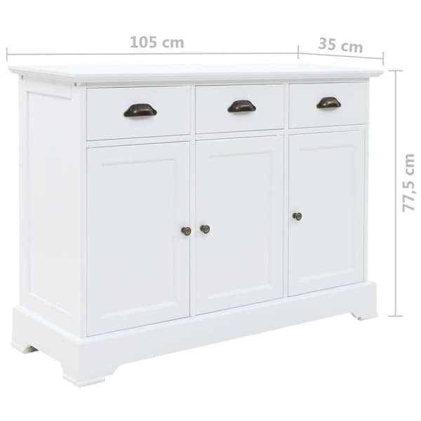 vidaXL Skjenk med 3 dører MDF og furu 105x35x77,5 cm