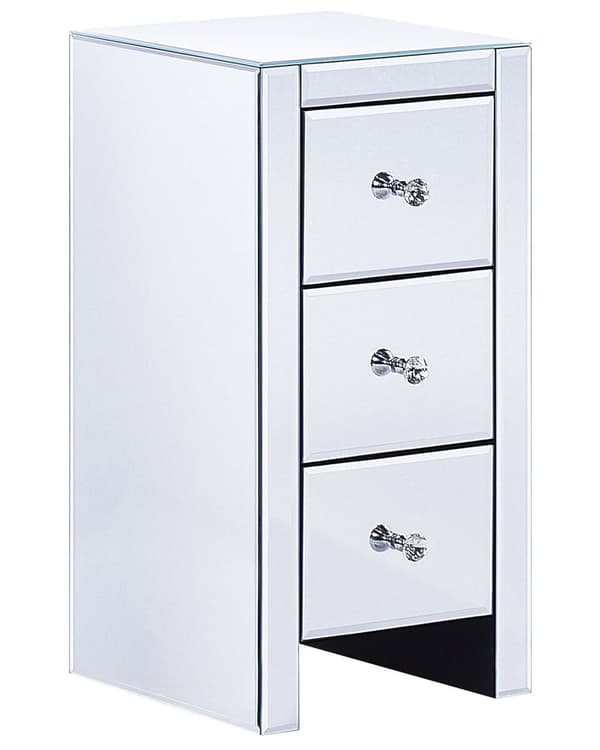 Natbord i Spejlglas 60 x 30 x 30 cm 3 Skuffer Glamourøs Stil