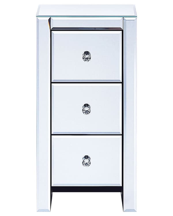 Lipasto hopea MDF-levy peilattu 30 x 60 x 30 cm kapea 3 laatikolla glamour