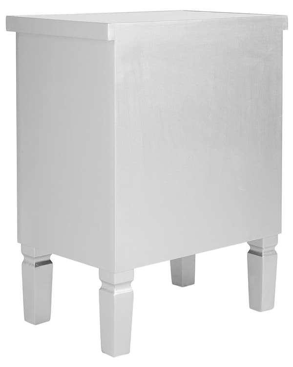 Yöpöytä hopea MDF-levy lasi 49 x 32 x 63 cm peilattu laatikoilla timanttivetimet glamour tyyli