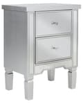 Pikkukuva 1 / 9: Yöpöytä hopea MDF-levy lasi 49 x 32 x 63 cm peilattu laatikoilla timanttivetimet glamour tyyli