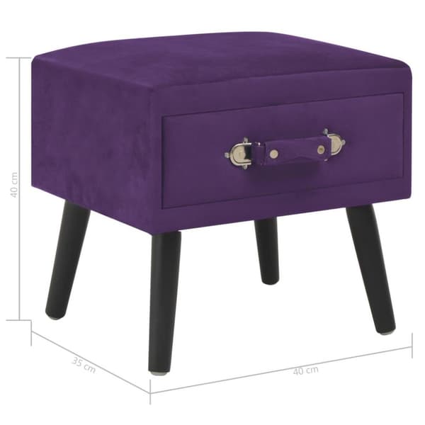 vidaXL Sängbord 2 st mörklila 40x35x40 cm sammet
