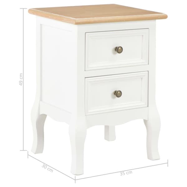 vidaXL Yöpöytä 2kpl MDF 35x30x49 cm valkoinen