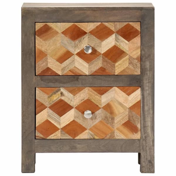 vidaXL Nattbord grå 40x30x50 cm heltre mango