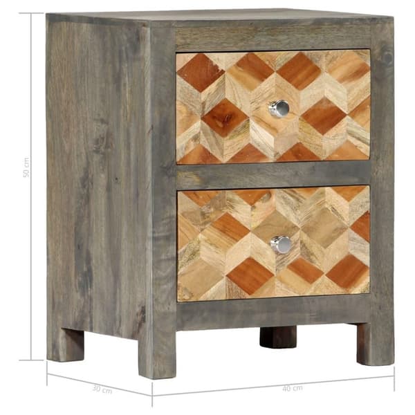 vidaXL Nattbord grå 40x30x50 cm heltre mango