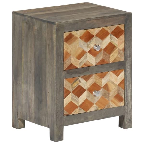 vidaXL Nattbord grå 40x30x50 cm heltre mango