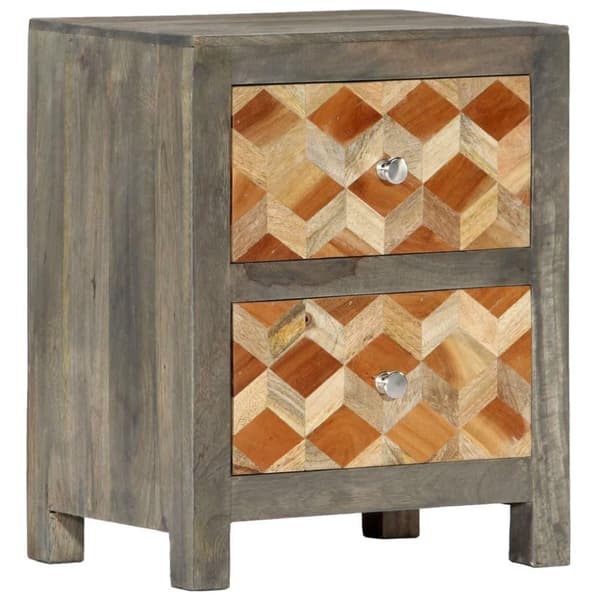 vidaXL Nattbord grå 40x30x50 cm heltre mango
