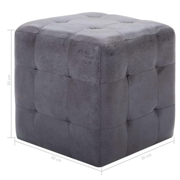 vidaXL Sängbord 2 st grå 30x30x30 cm konstmocka