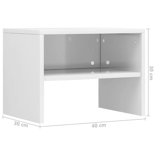 vidaXL Nattbord 2 stk høyglans hvit 40x30x30 cm sponplate