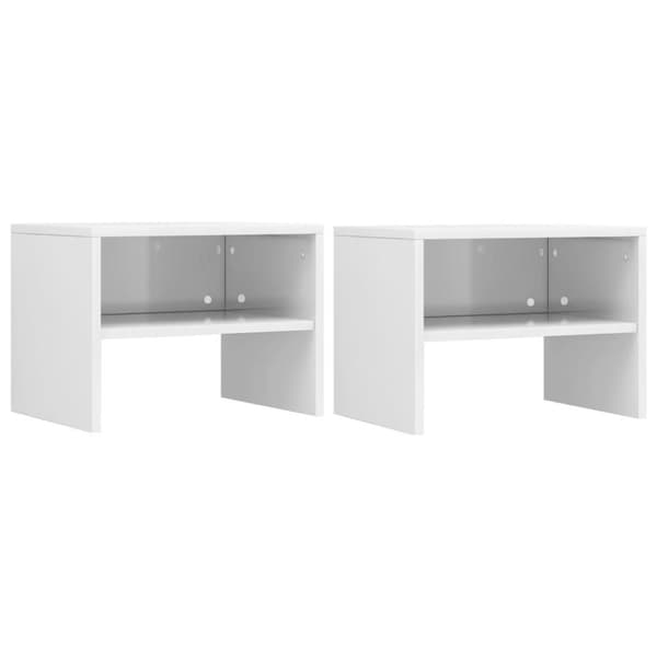 vidaXL Nattbord 2 stk høyglans hvit 40x30x30 cm sponplate