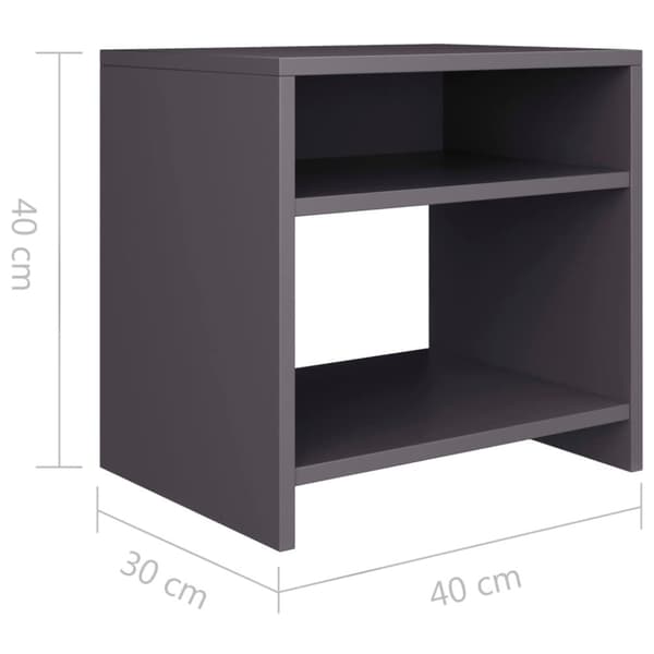 vidaXL sengeskabe 2 stk. 40 x 30 x 40 cm spånplade grå