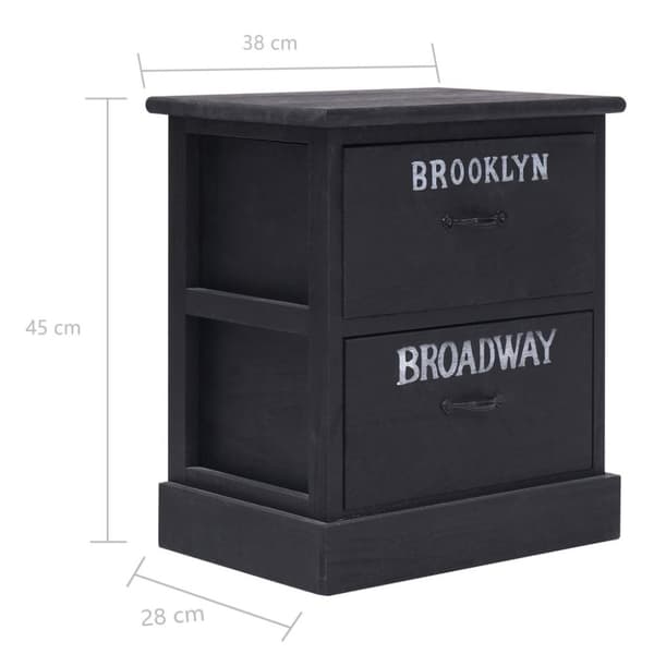 vidaXL Nattbord 2 stk svart 38x28x45 cm keisertre