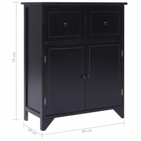 vidaXL Sivukaappi musta 60x30x75 cm keisaripuu