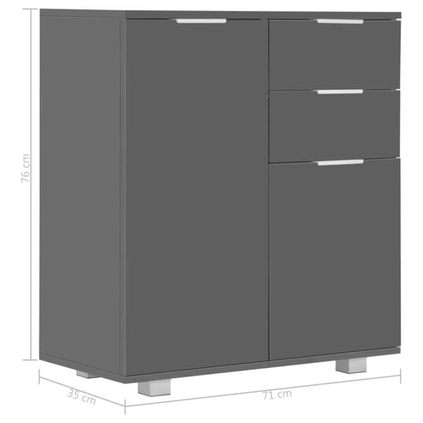 vidaXL Skänk högglans grå 71x35x80 cm spånskiva