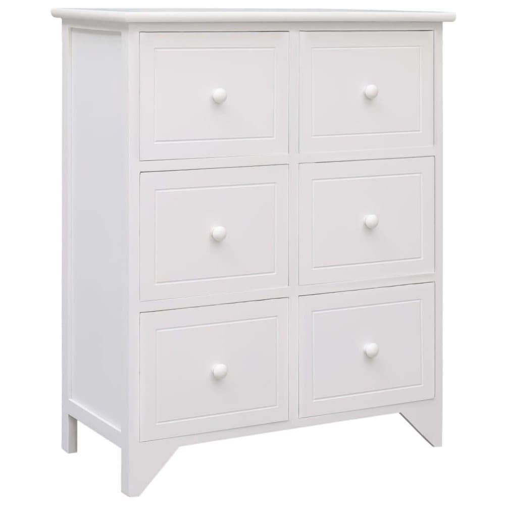 vidaXL Sideskap med 6 skuffer hvit 60x30x75 cm keisertre