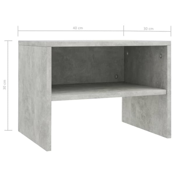 vidaXL sengeskab 40 x 30 x 30 cm spånplade betongrå