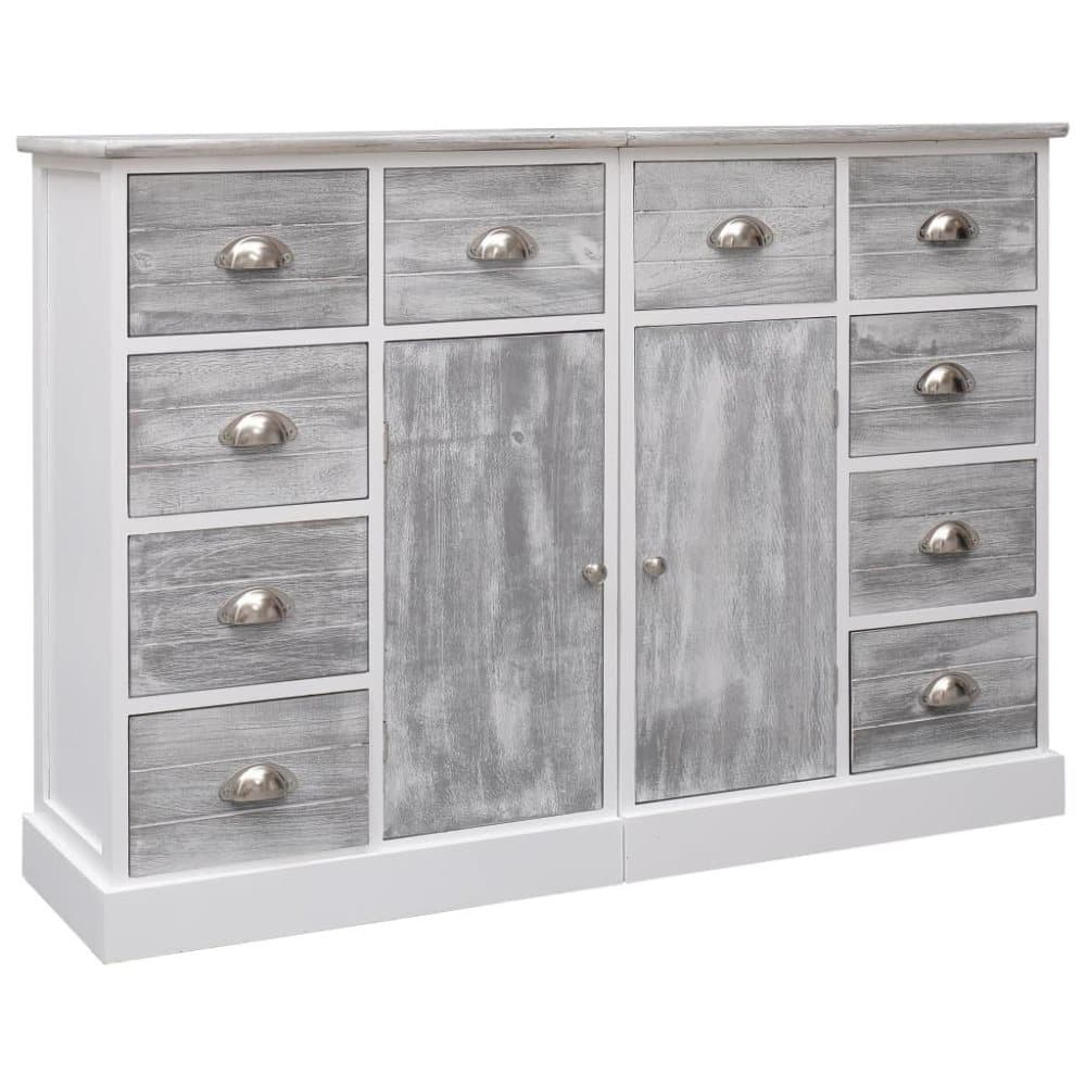 vidaXL Senkki 10 vetolaatikolla harmaa 113x30x79 cm puu