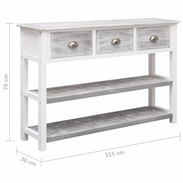 vidaXL konsolbord 115x30x76 cm træ antikgrå
