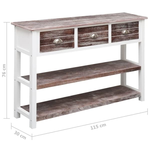 vidaXL konsolbord 115x30x76 cm træ antik brun