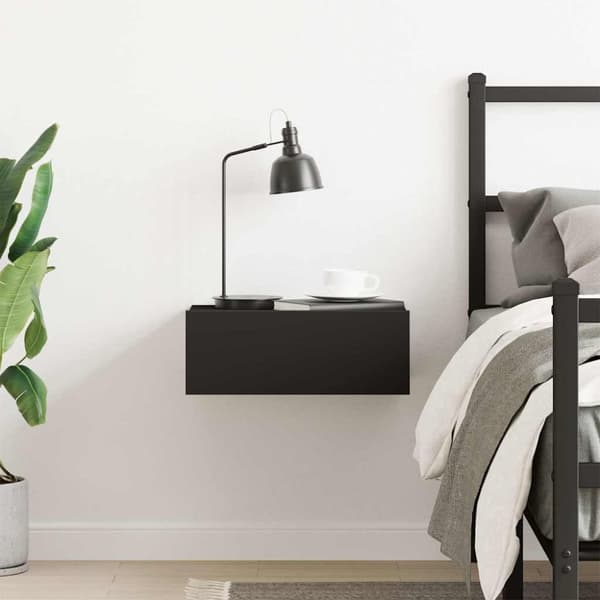 vidaXL væghængt natbord 40x30x15 cm konstrueret træ sort