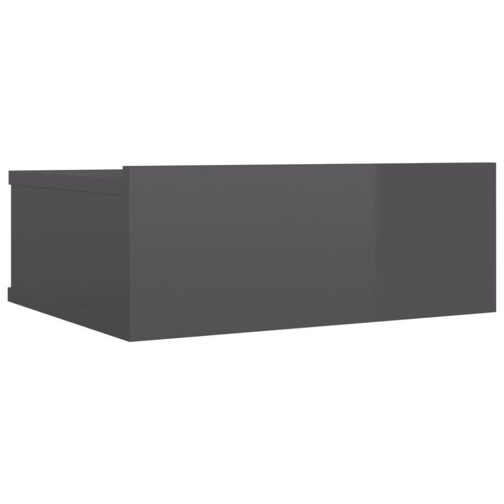 vidaXL Svävande sängbord grå högglans 40x30x15 cm spånskiva