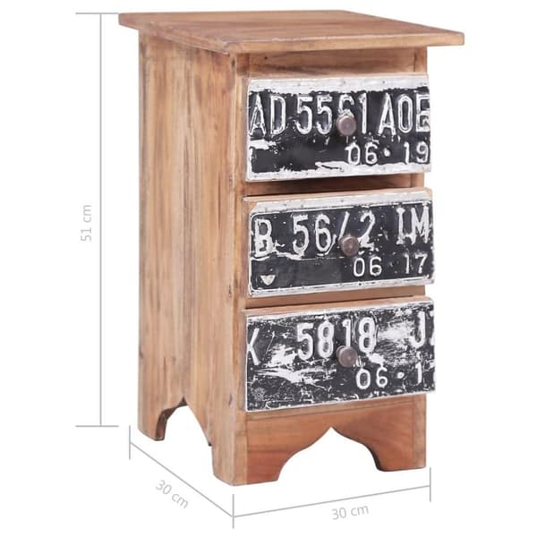 vidaXL Nattbord 30x30x51 cm gjenvunnet heltre