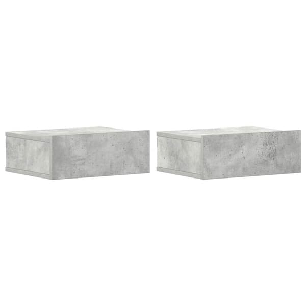 vidaXL Flytende nattbord 2 stk betonggrå 40x30x15 cm konstruert tre
