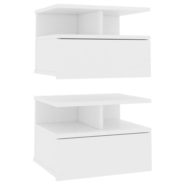 vidaXL Svävande sängbord 2 st vit 40x31x27 cm konstruerat trä