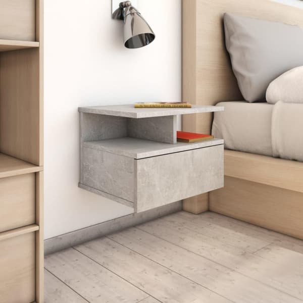 vidaXL Svävande sängbord betonggrå 40x31x27 cm konstruerat trä