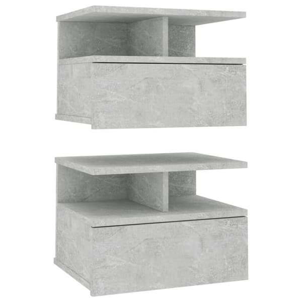 vidaXL Svävande sängbord 2 st betonggrå 40x31x27 cm konstruerat trä