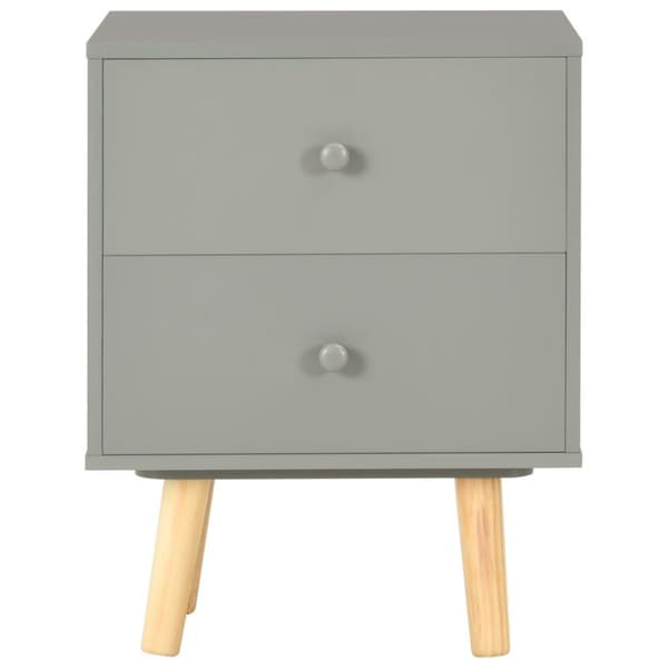 vidaXL Nattbord 2 stk grå 40x30x50 cm heltre furu
