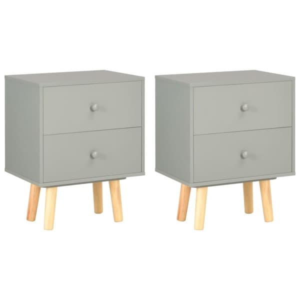 vidaXL Nattbord 2 stk grå 40x30x50 cm heltre furu