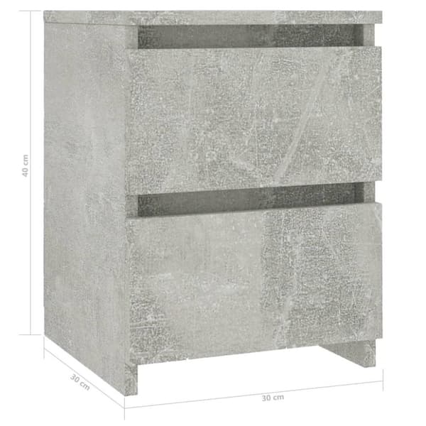 vidaXL Sängbord 2 st betonggrå 30x30x40 cm spånskiva