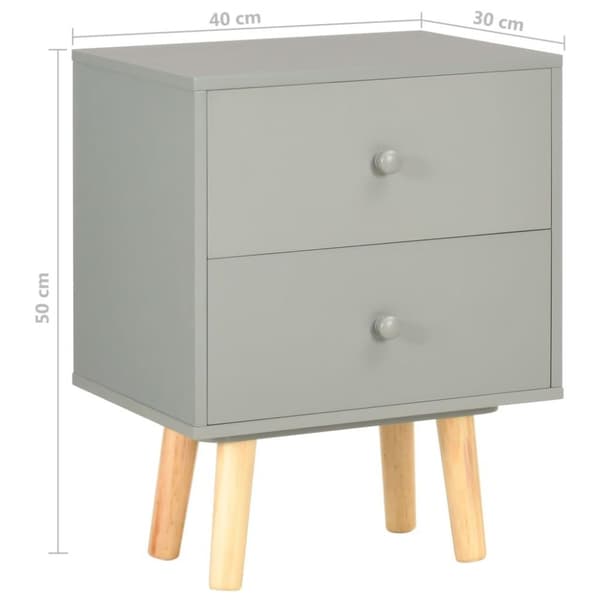 vidaXL Yöpöydät 2 kpl harmaa 40x30x50 cm täysi mänty