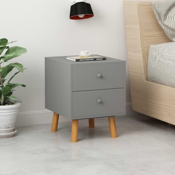 vidaXL Yöpöydät 2 kpl harmaa 40x30x50 cm täysi mänty