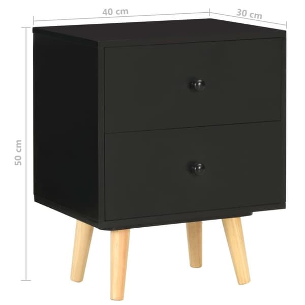 vidaXL Yöpöydät 2 kpl musta 40x30x50 cm täysi mänty