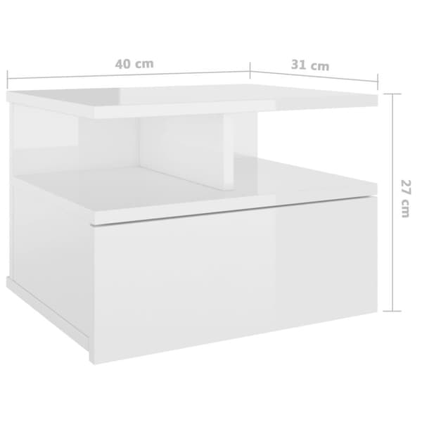 vidaXL svævende natborde 2 stk. 40x31x27 cm konstrueret træ hvid
