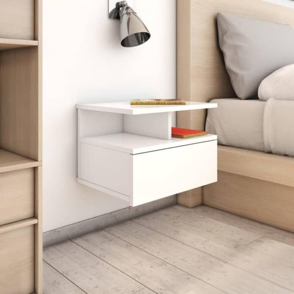 vidaXL svævende natborde 2 stk. 40x31x27 cm konstrueret træ hvid