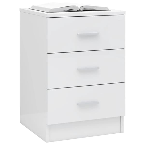 vidaXL sengeskab 38 x 35 x 56 cm spånplade hvid højglans